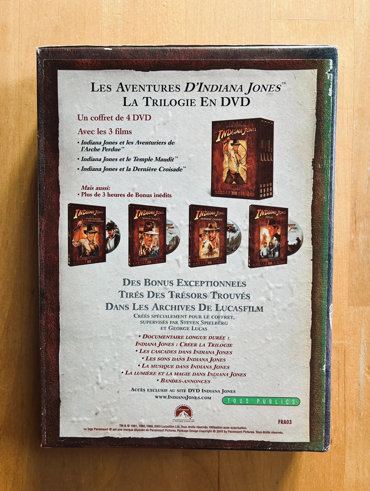 Coffret 4 DVD trilogia Indiana Jones de Steven Spielberg. – photo 2
